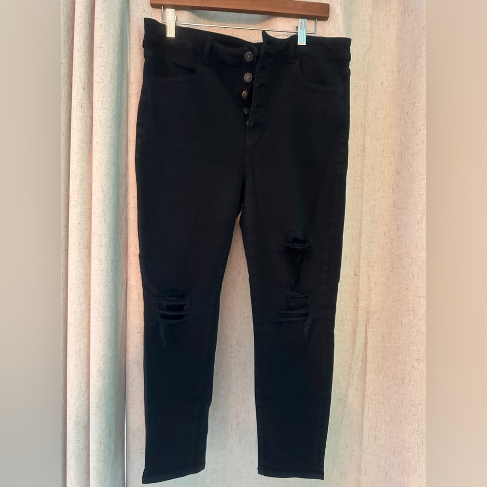 American Eagle Outfitters Black High Rise Distressed Jeans